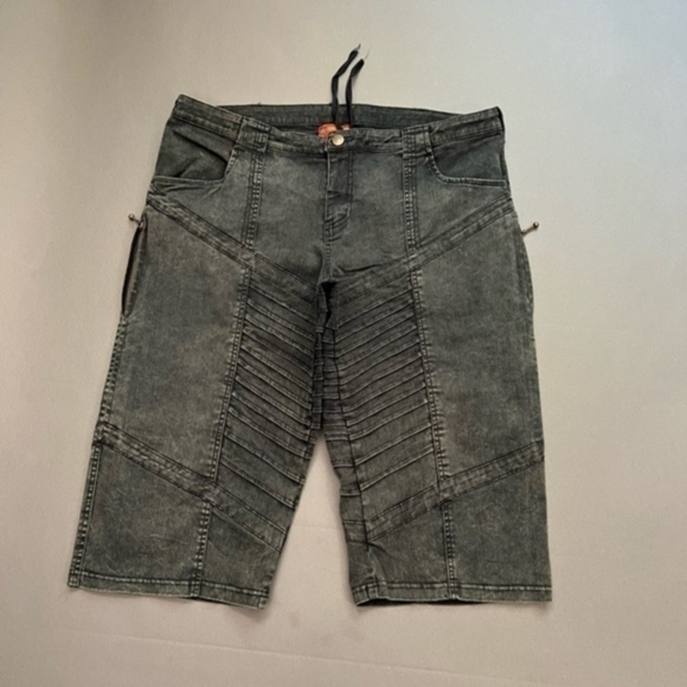 Designer Moto Stacked Denim Shorts 💨